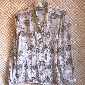 Croft & Barrow Women's Paisley Blouse - Black and White